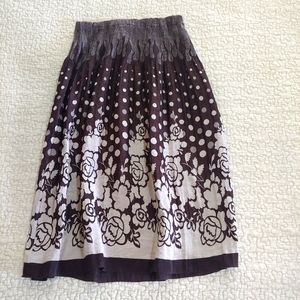 Talassio Floral Print Skirt, Women's Size M, Brown/Taupe